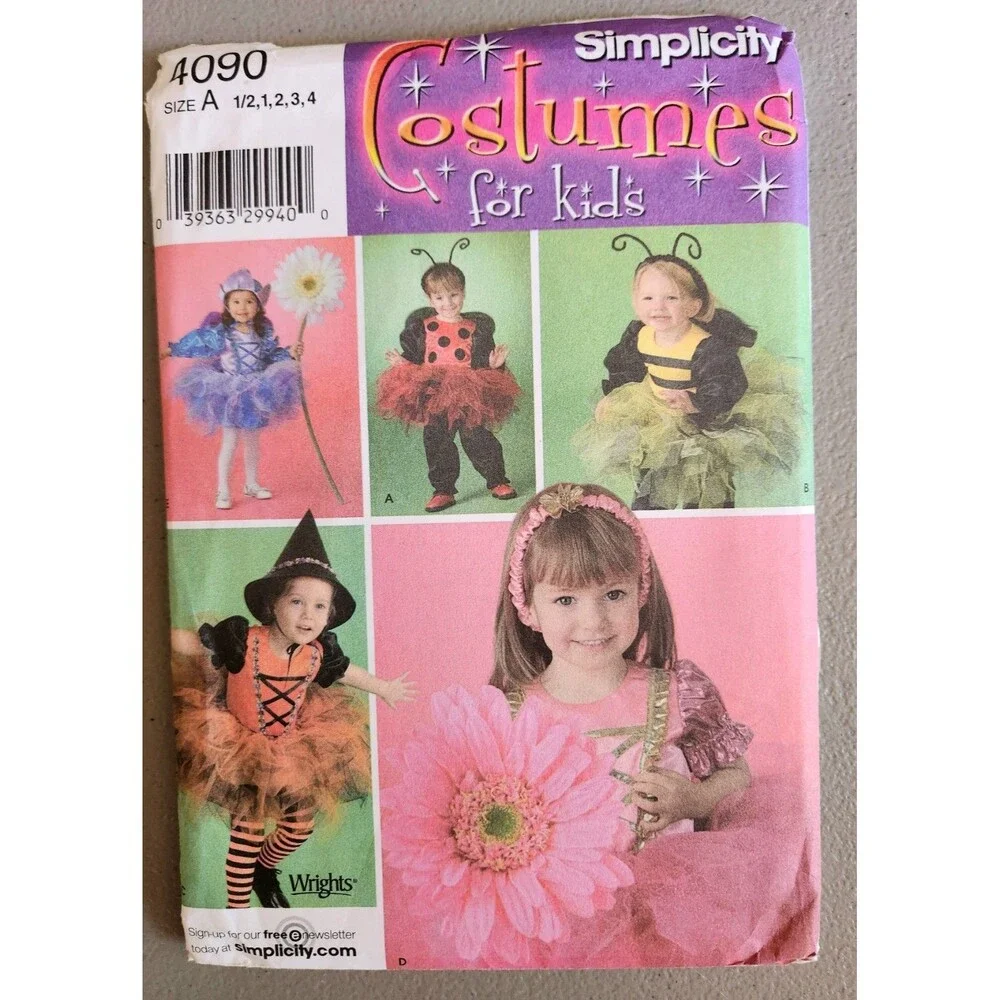 Simplicity Sewing Pattern Costumes For Kids Fairy Bee Bug Princess Uncut